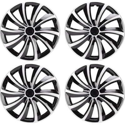 4 Stuks 16 Inch Wieldeksels Krasbescherming Stijlvolle Look Universele Pasvorm R16 Velgkap voor de Meeste Auto's Vrachtwagens SUV's Silver Black