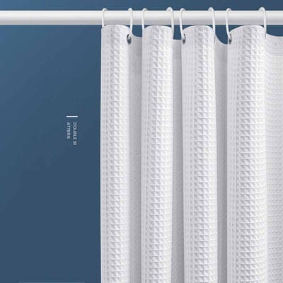 Verdikt Jacquard Wafel Douchegordijn Effen Kleur Waterdicht Badkamer Scheidingswand Eenvoudige Installatie Privacy Scherm 100*180cm white