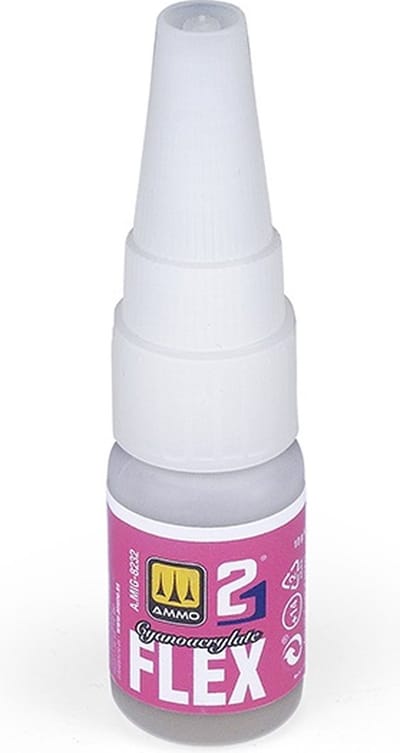 AMMO by Mig Jimenez Hobbylijm - MIG 8232 Cyanocrylaat Flex voor Plastic, Leer, Hout, Keramiek, Rubber en Staal - 10gr Lijm