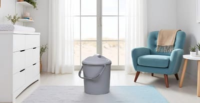 Nappy Bin 10L - Odourless Closure, Space-Saving Design, Durable & Easy to Clean, Stone Grey