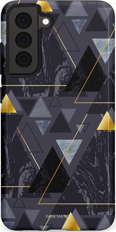 Casetastic hoesje geschikt voor Samsung Galaxy S21 FE 5G - Dubbellaagse bescherming - Zwart Goudpatroon - Fashion Case - Donkergrijs Grijs