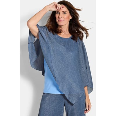 Elegant shirt met plissé-drapering - blauw - Gr. 19 van Goldner Fashion
