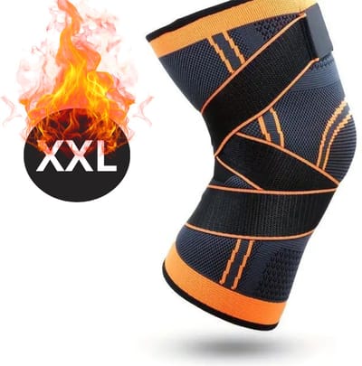 Nivard Kniebrace - Sportbrace Knie - Knee Sleeves - Knee Sleeves Powerlifting - Compressie Knie Brace - Knee Wraps - Knee Support - Dames - Heren - Comfortabel - Oranje - Maat XXL