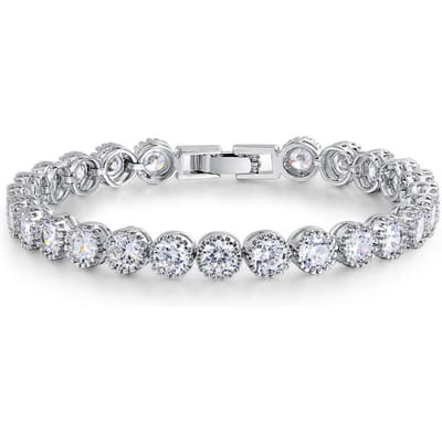 Bracelet tennis de luxe en argent sterling 925 avec zircones cubiques rondes de 4 mm pour femme, bijoux de mariage, cadeau de Saint-Valentin, S4785 18cm white