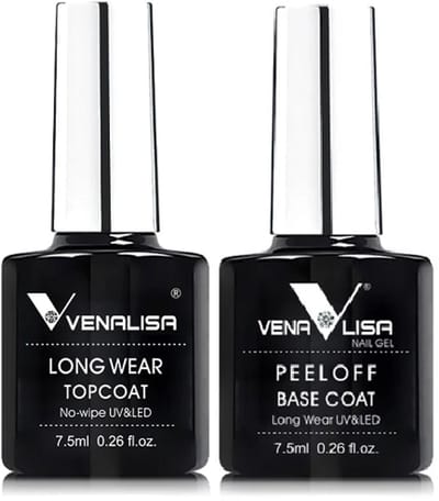 Venalisa Long Wear Top en Peel Off Base Coat UV Gellak Set - 15 ml (2x 7.5 ml) - Gellak Starterspakket - Gellak Top Coat - Gellak Peel Off Base Coat - Gellak Set - Venalisa Gellak - Gellak Nagellak