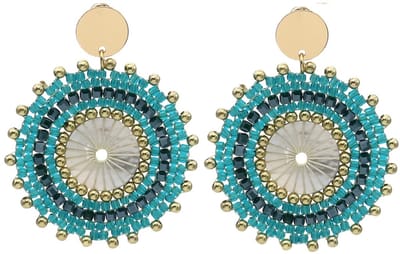 Oorbellen met glaskralen – blauw – 5,5x4,5 cm