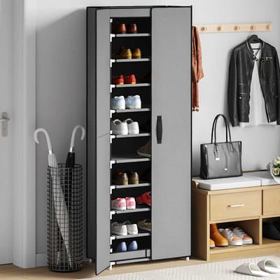 vidaXL - Schoenenkast - 60x30x166 - cm - stof - grijs