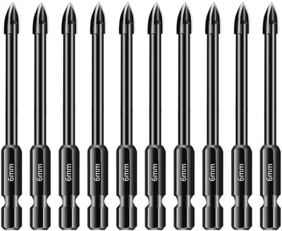 Set van 10 Glazen Betonboren 6 mm voor Metselwerk en Tegels