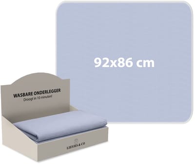 Liefjes & Co - Matrasbeschermer - Wasbare Onderleggers - Anti Slip - Bedbeschermer - Matrasonderlegger - Blauw 92x86CM