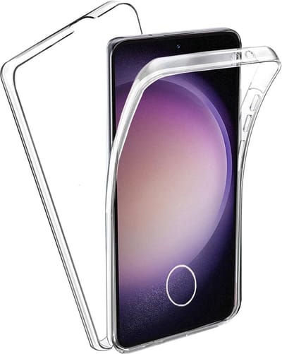 Hoesje geschikt voor Samsung Galaxy S23 - 2 in 1 Volledig Dekkende 360 Hoes Transparant met Ingebouwde Siliconen Screenprotector