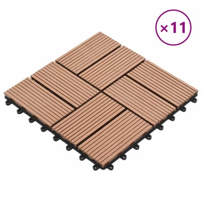 vidaXL - Terras - Tegel - 11 - st - Bruin - 30 - x - 30 - cm - WPC