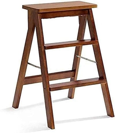 Houten trapje - Opvouwbare kruk - Huishoudelijk werk - Ruimtebesparend ontwerp - 3-traps - Honingkleur