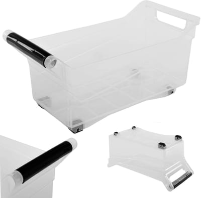 KADAX Opbergdoos, opbergdoos met wielen, kunststof containers met handgrepen, plastic containers, transparante opbergkist (10 liter)