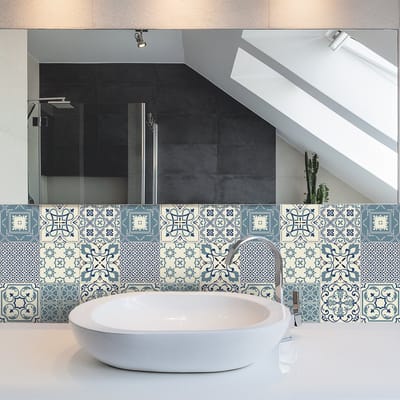 Zelfklevende tegelmuurstickers voor keuken en badkamer - 30 tegelstickers, Azulejos Libero-stijl - 30 stickers, 20x20 cm