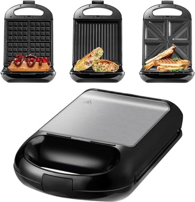 Core® Wafelijzer Met Verwisselbare Platen – Tosti Apparaat – Wafelmaker 1200 Watt –Zwart- 35cm x 24cmx 10cm