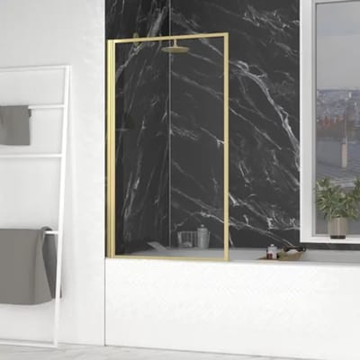 Aurlane Opklapbare Badwand 80x140cm - Geborsteld Gouden Afwerking - Golden Edge