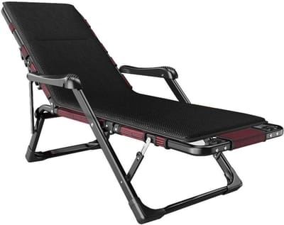 Opklapbare Ligstoel - Relaxstoel Fauteuil - Ontspannen Buiten - Met Kussens Voetsteun - 178 cm x 65 cm - Zwart