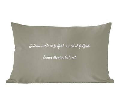 Sierkussens - Kussentjes Woonkamer - 60x40 cm - Spreuken - Gisteren wilde ik fastfood - Fastfood lover - Quotes