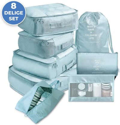 Packing Cubes - Koffer Organizer Set - 8-delig - Kleding en Bagage Organizer - Travel Cubes - Reis Accessoires - Voor Tassen en Backpacks - Turqouise
