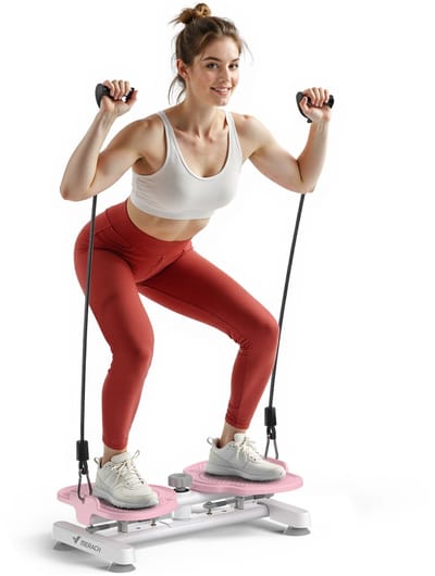 MERACH Multitrainer Twist Waist Disc Board - buikspiertrainer met trekkoord - Twist fit draaischijf met massagevoetsteun - 136 kg draagvermogen met trekkoorden, voetmassage, evenwichtstraining - antislip, geruisloze hometrainer