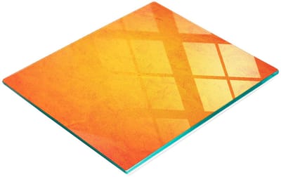 Glazen serveerplank met afbeelding, oranje gips, 60x52 cm