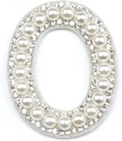 Strass Applicatie Alfabet Letter - 4,5 CM hoog - A t/m Z - Letter O - Wit met witte parels en stenen - Niet strijkbaar