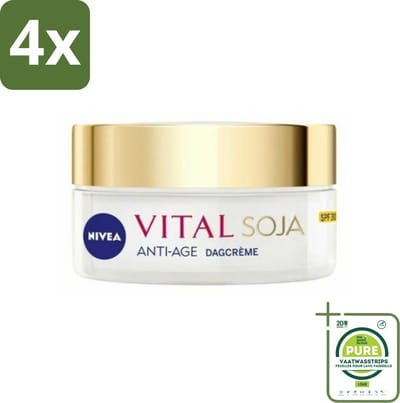 NIVEA - VITAL Soja Dagcrème - Beschermende Anti-Veroudering Crème - Voor rijpe huid - SPF 30 - Met Soja-extract - 50 ml - Voordeelverpakking - 4 stuks - Nivea dagcrème - Anti-age crème