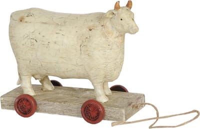Clayre & Eef Beeld Koe 14x7x12 cm Wit Polyresin