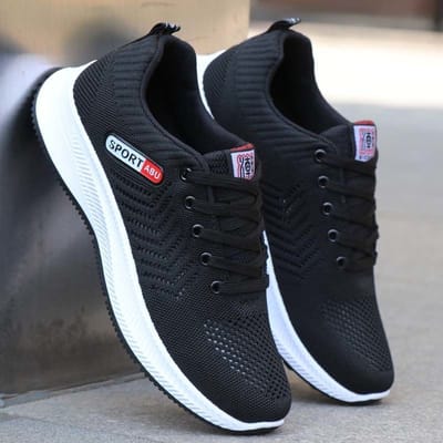 Nieuwe Schoenen voor Herenschoenen Modieuze Casual Hardloopschoenen Nieuwjaar Trendy Ademend Zachte Zool Vetersneakers voor Heren 44 black