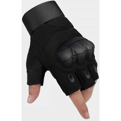 Gants tactiques militaires sans doigts pour usage extérieur avec protection des phalanges pour Paintball Airsoft Chasse Combat Vélo Randonnée Militaire Demi-doigts Pratique L