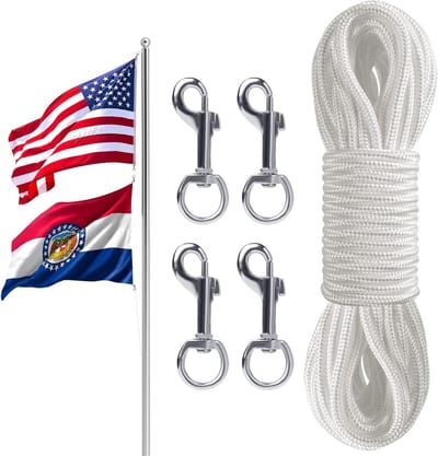 Duurzaam 20 m Nylon Touw met 4 Draaihaakjes voor Klimmen, Outdoor Activiteiten en Zeilen