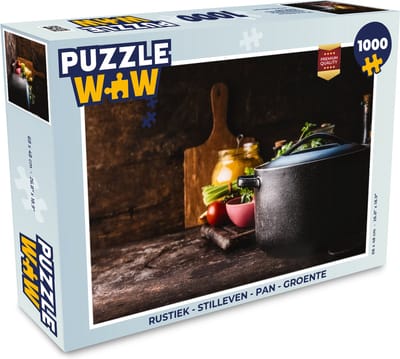 Puzzel Rustiek - Stilleven - Pan - Groente - Legpuzzel - Puzzel 1000 stukjes volwassenen