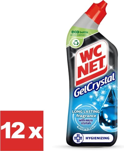 WC NET Gelcrystal Toiletreiniger - Blue Fresh - 12 flessen - Voordeelverpakking