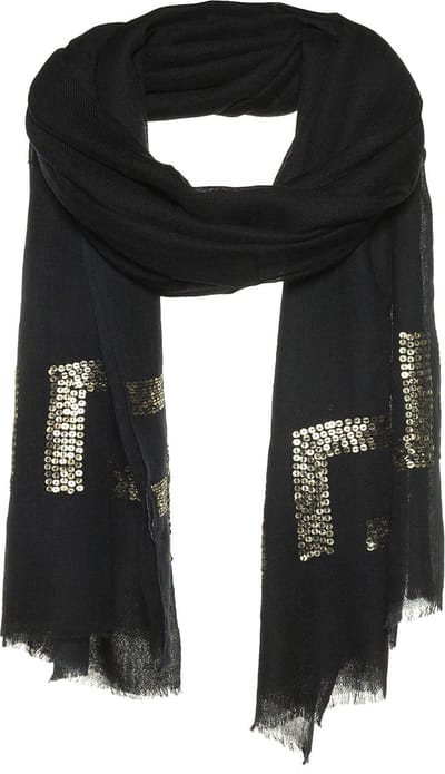Amor Collections - Sjaal met pailletten - Wol - Zwart - 100x200 cm