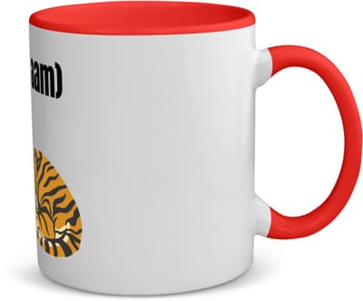 Akyol - tijger met eigen naam koffiemok - theemok - rood - Tijger - dieren liefhebber - iemand die houdt van tijgers - verjaardag - cadeau - kado - geschenk - 350 ML inhoud