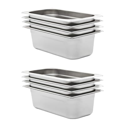 vidaXL - Gastronormbakken - 8 - st - GN - 1/3 - 100 - mm - roestvrij - staal
