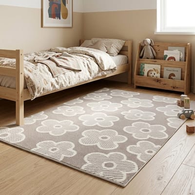 Little Olly Kinderkamer vloerkleed - Bowie Bloem Taupe - 120x170cm