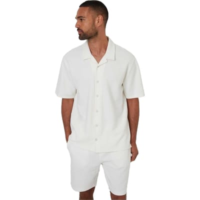 Threadbare Mannen Embley Effen Relaxed Fit Shirt (Ecru)