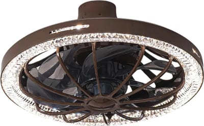 Nivard Plafondventilator - Met Verlichting - Plafond Ventilator - Met Lamp - Plafonniere Met Ventilator - Met Licht - Koffie - 33cm