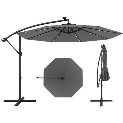 Coast Hangparasol op zonne-energie - 40 LED lampen - draaibaar en kantelbaar - bruin - 300 x 300 x 250 cm