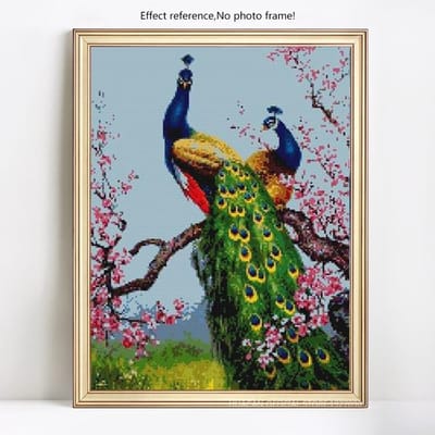 Peinture diamant 5D à faire soi-même, motif paon, broderie complète, mosaïque ronde 20X30CM