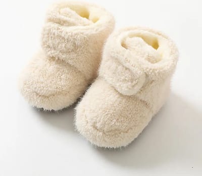Ychee - Winter Fleece Baby Slofjes - Unisex - Anti Slip - Warm - Zacht - Knus - Winter - 0-6maanden - 11CM - Wit