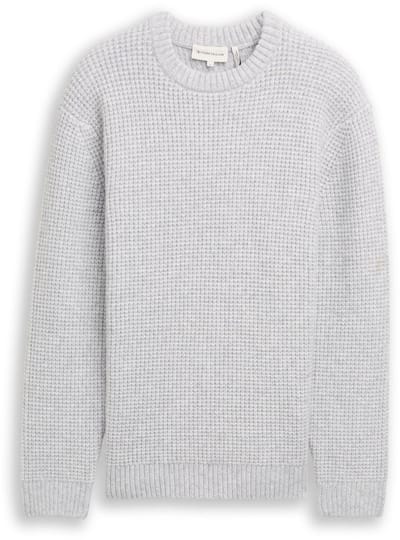 Tom Tailor - Gebreide trui met wol - Maat XL - light grey melange white core