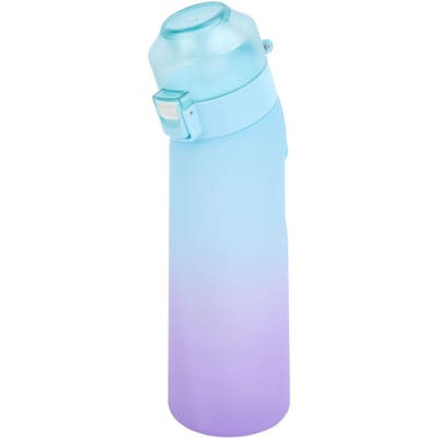 Waterfles PP Plastic en Siliconen 650ml Rietje Fitness Sport Waterfles met 7 Smaakringen blauw
