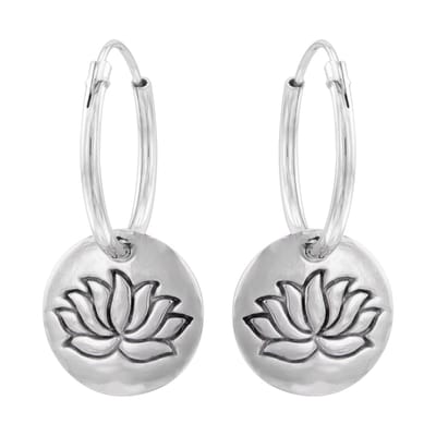 WeLoveSilver - zilveren oorringen - 925 zilver - lotus bloem hanger