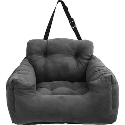 Siège de voiture pour chien, lit multifonctionnel, Design pour animaux de compagnie, pour voitures, maison et toutes saisons, sécurité robuste Suede nap gris foncé