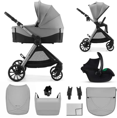 Kinderkraft VESTO 2 – 3-in-1 kinderwagen – Memory buttons – Opvouwbaar met zitting 2 richtingen – Vering op alle wielen – Grijs