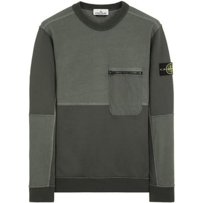 Stone Island Lente/Zomer 24 Kleurblok Ritszak Ronde Hals Sweatshirt Heren sweatshirt Mosgroen 801565677-V0059 M gray