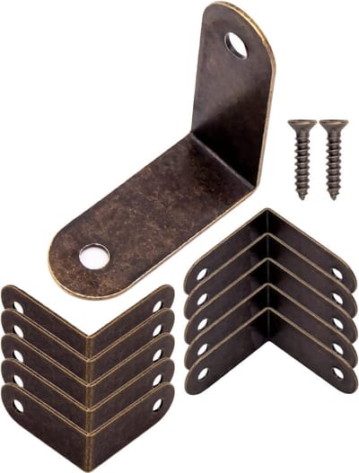 Hoekverbinders - Bevestigingsbeslag - Meubelreparatie - Antiek design - 33x13mm - Brons
