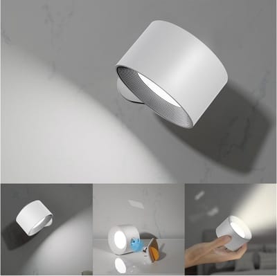 Wandlamp-Wandlamp binnen-Bedlampjes leeslampjes-Wandlamp oplaadbaar-LED-USB-Helderheidsaanpassing-Aanraakbediening-360° verstelbare hoek-Geschikt voor slaapkamer en woonkamer - wit